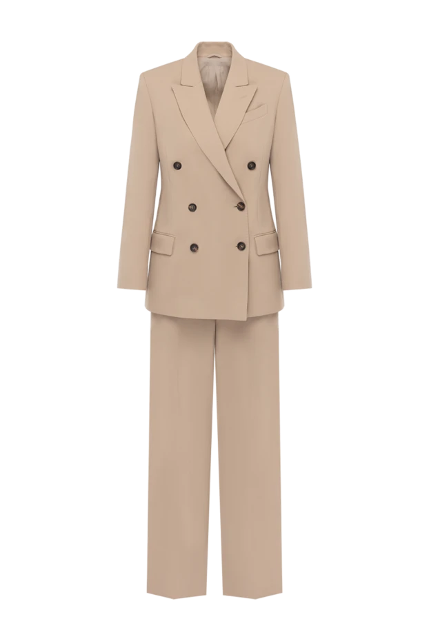 Костюм с брюками женский двубортный бежевый - фото 1
