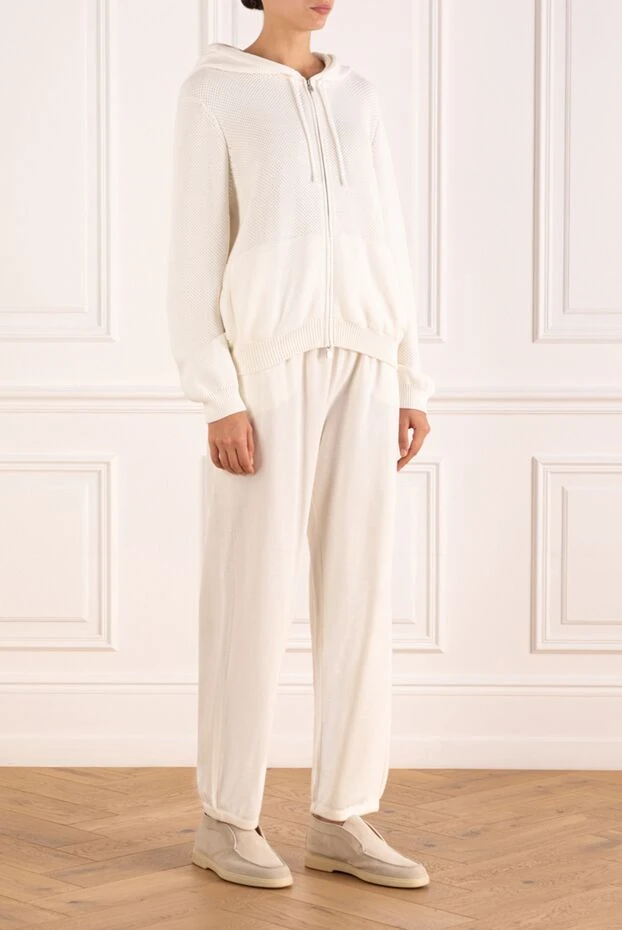 Loro Piana костюм прогулочный белый из кашемира с капюшоном с капюшоном 181283 - фото 3