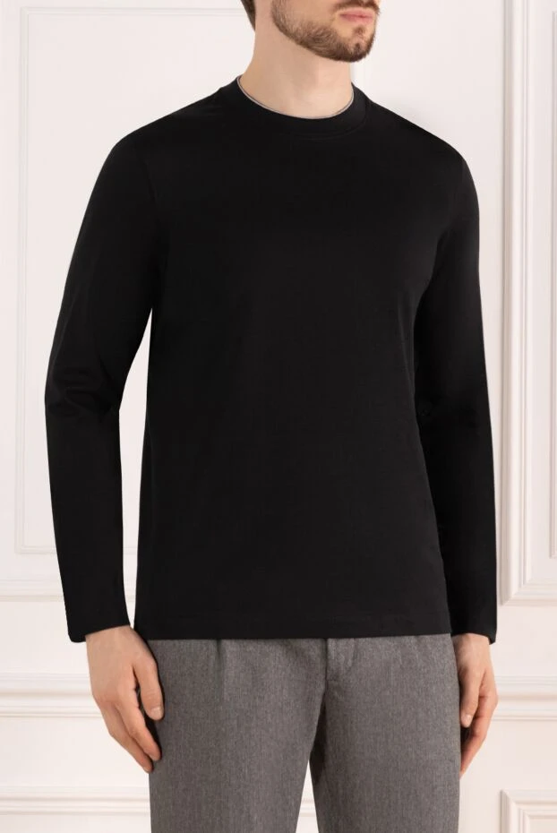 Brunello Cucinelli men's black cotton sweatshirt 183851 - photo 3