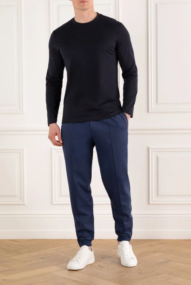 Brunello Cucinelli cotton jersey crew neck sweatshirt blue men's 183852 - photo 2