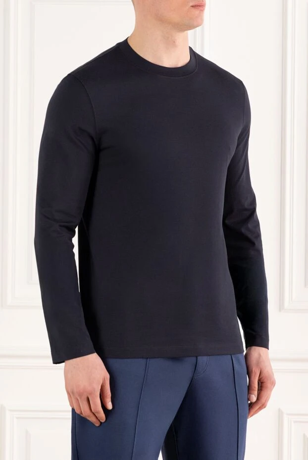 Brunello Cucinelli cotton jersey crew neck sweatshirt blue men's 183852 - photo 3