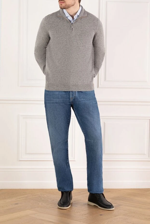 Brunello Cucinelli men's sweater made of cashmere gray 183854 - photo 2