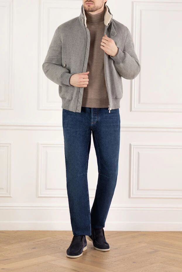 Brunello Cucinelli бомбер из кашемировой ворсовой ткани с отстегивающейся вставкой 183859 - фото 2