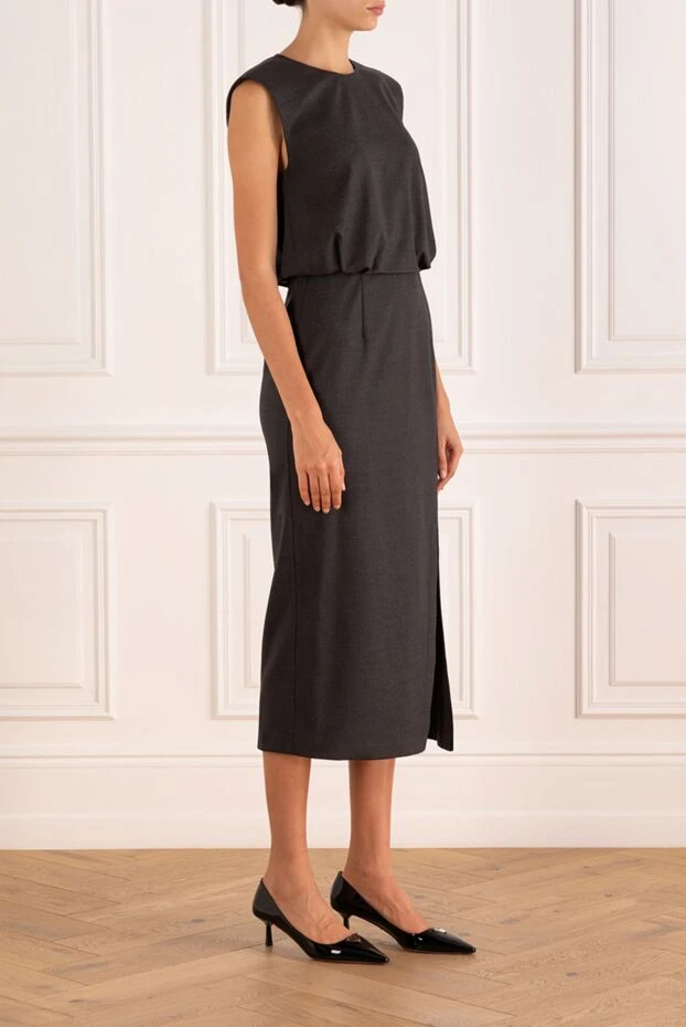 Brunello Cucinelli women's gray wool maxi dress 183862 - photo 3