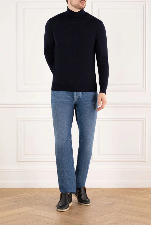 Brunello Cucinelli men's stonewash jeans with pleats at the knees, blue 183871 - photo 2