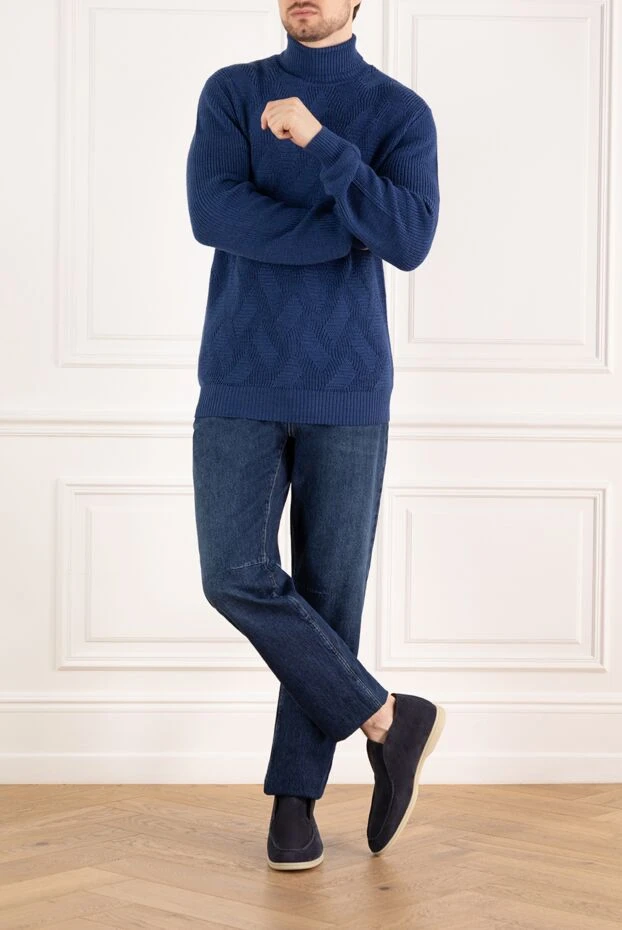 Brunello Cucinelli мужские джинсы синие со складками на коленях 183872 - фото 2