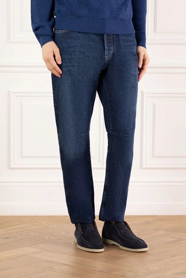 Brunello Cucinelli ерлерге арналған көк джинсы тізеде бүктемелері бар 183872 - фото 3