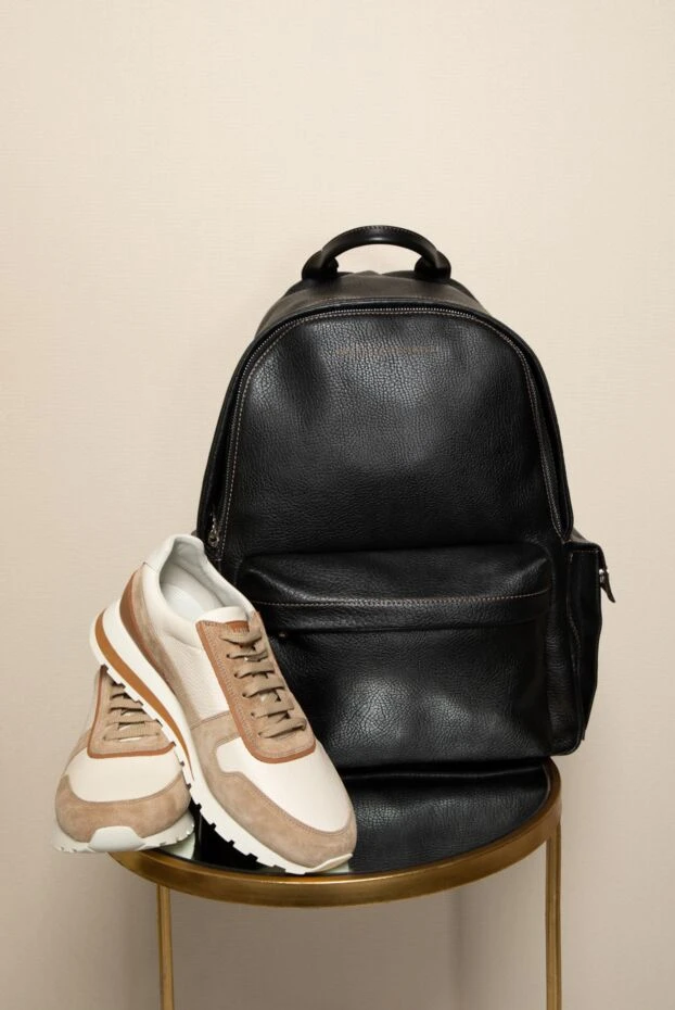 Brunello Cucinelli white leather and suede men's sneakers. 183878 - photo 3