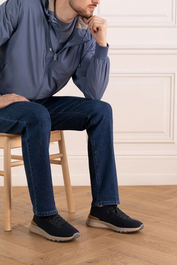 Brunello Cucinelli кроссовки мужские синие из шерсти 183879 - фото 2