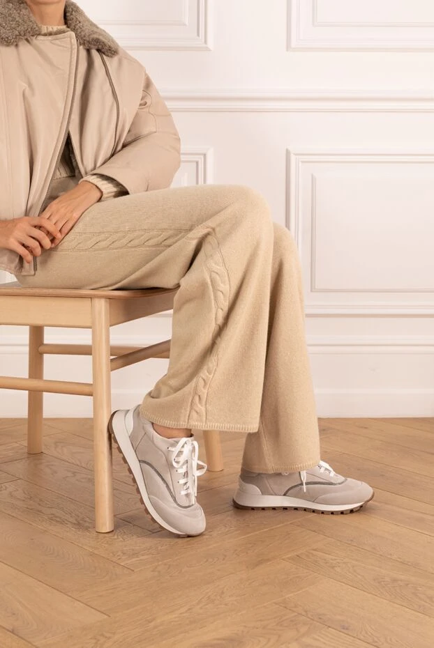 Brunello Cucinelli кроссовки женские серые замшевые 183883 - фото 2