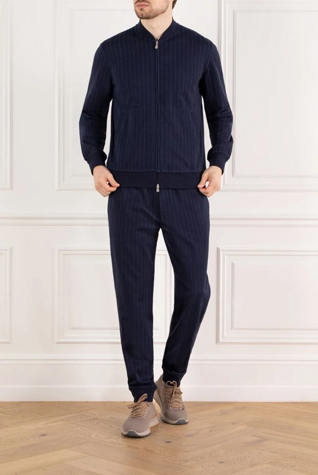 Brunello Cucinelli спортивный костюм мужской синий в тонкую полоску 183886 - фото 2