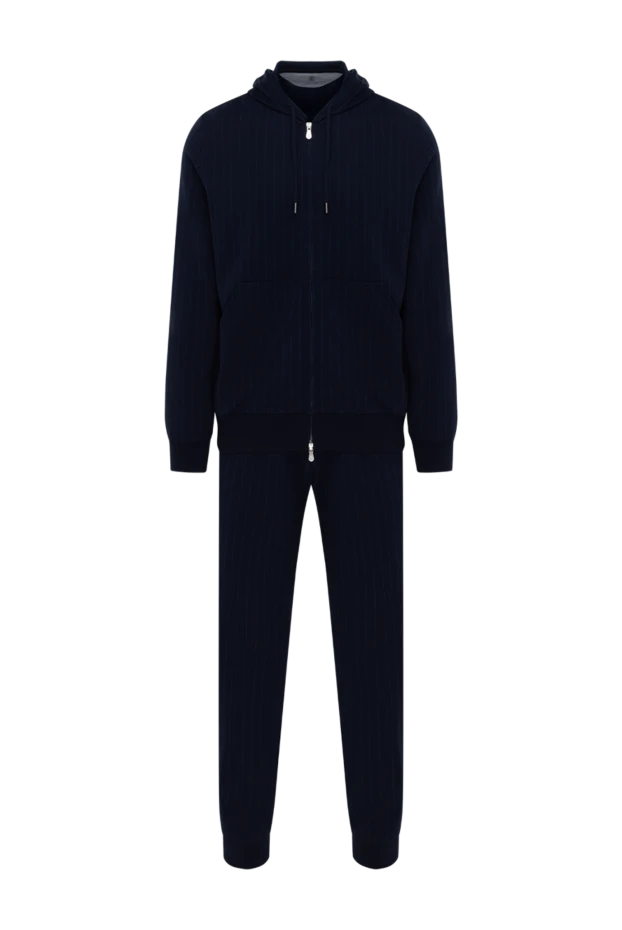 Көк жолақты ерлерге арналған капюшоны бар жүру костюмі - фото 1