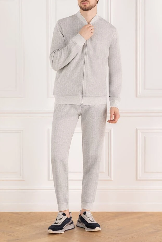 Brunello Cucinelli серый спортивный костюм мужской на молнии 183889 - фото 2