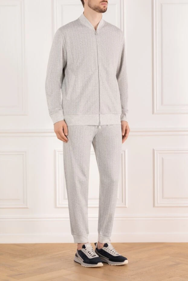 Brunello Cucinelli серый спортивный костюм мужской на молнии 183889 - фото 3