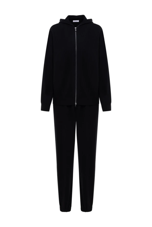 Капюшоны бар әйелдерге арналған қара трикотаж кашемир костюмі - фото 1
