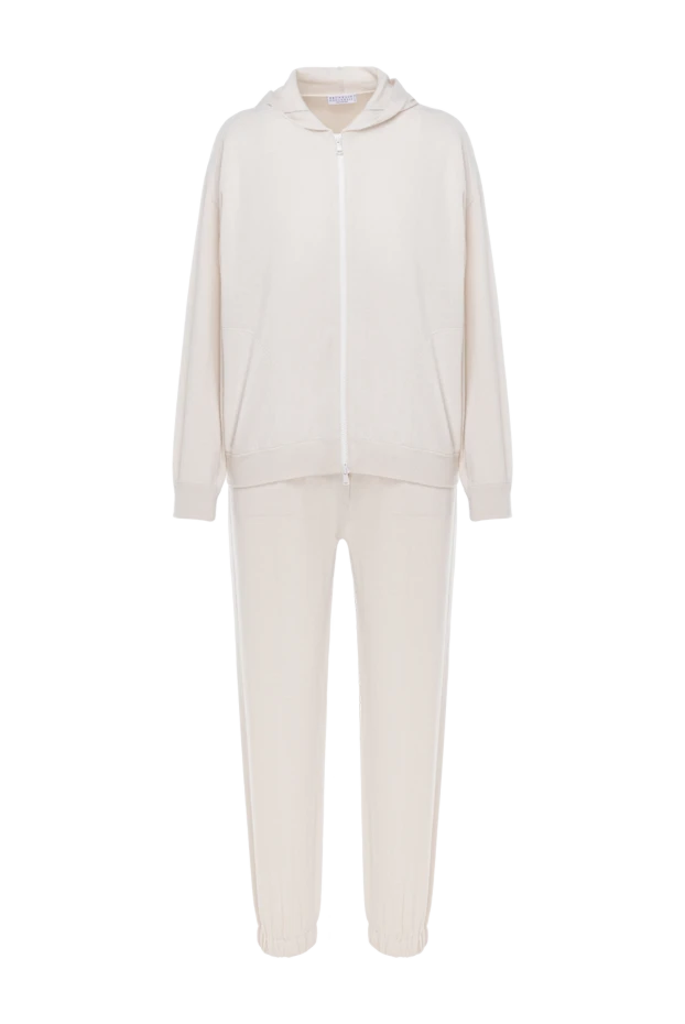 Спортивный костюм из кашемира с капюшоном женский белый - фото 1