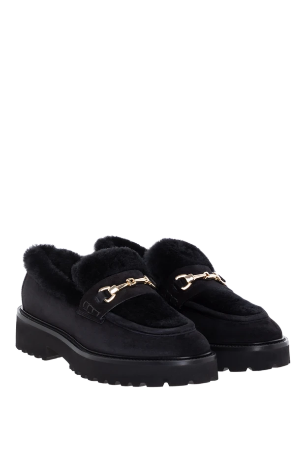 Doucal`s лоферы женские замшевые черные с мехом 184660 - фото 3