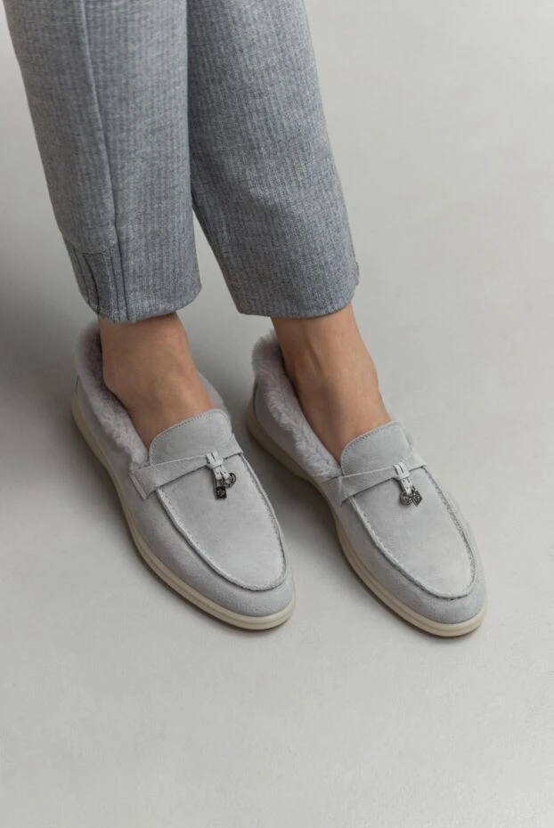 Fleur de Paris күдері сұр түкті әйелдер лоферлері 184690 - фото 2