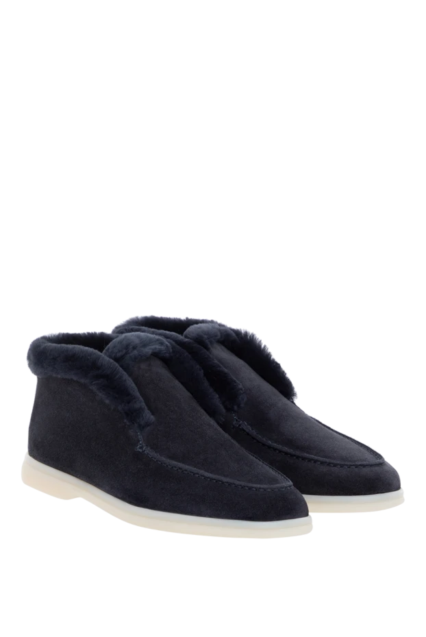 Fleur de Paris астарлы үлбірі бар жұмсақ күдері әйелдер лоферлері, көк 184695 - фото 3