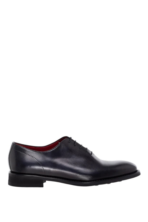 Туфли Derby мужские черные из тонкой кожи - фото 1