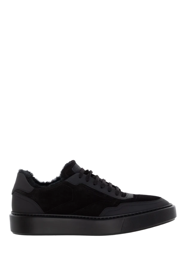 Barrett black men's leather and suede sneakers with fur with logo 184706 - photo 1