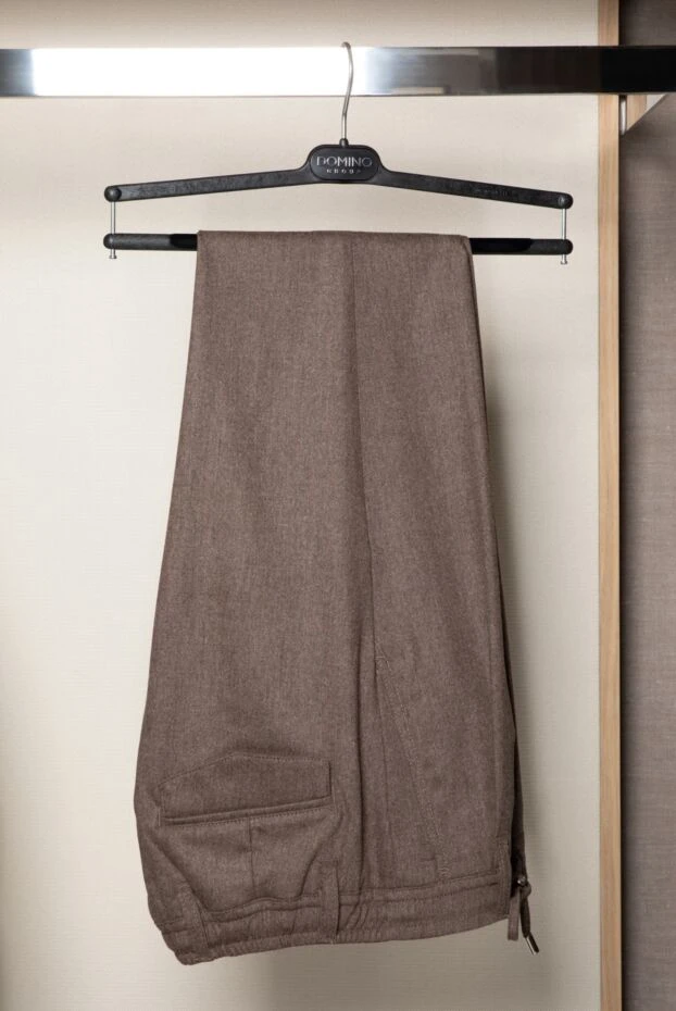 Брюки мужские коричневые с защипами на кулиске - фото 2