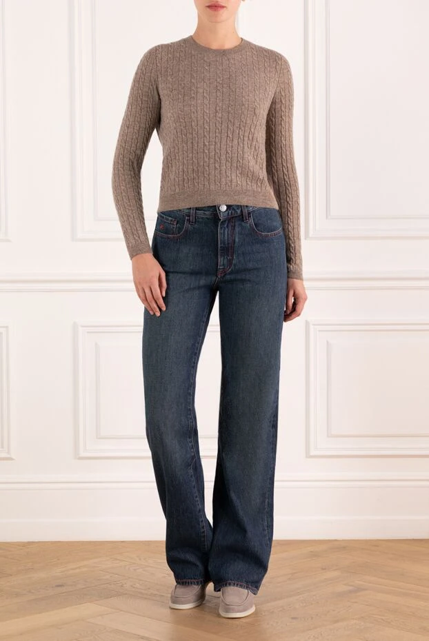 Jacob Cohen джинсы женские темно синие широкого кроя с красной строчкой
 184786 - фото 2