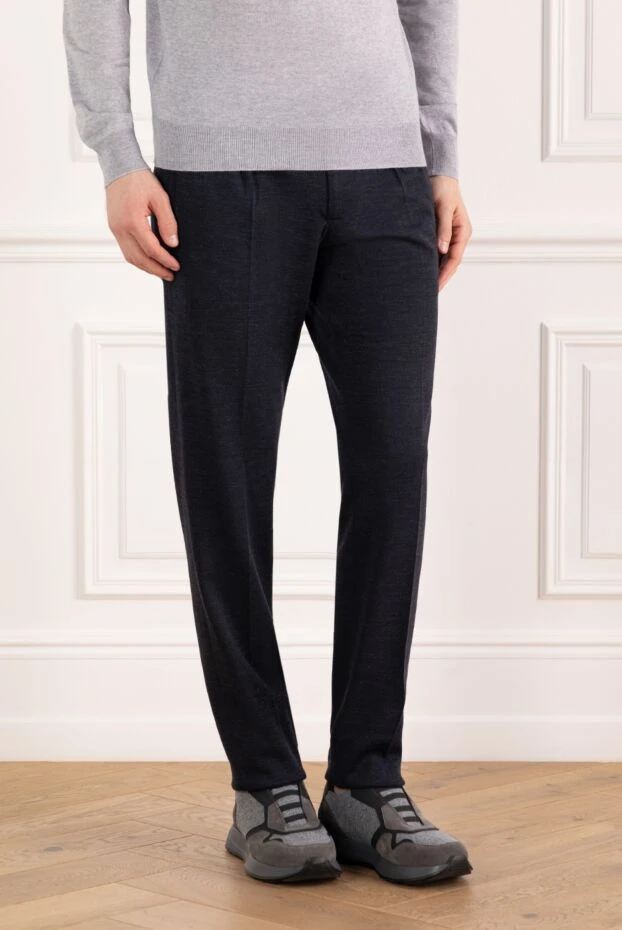 Cesare di Napoli ерлерге арналған жүннен жасалған жүннен жасалған шалбар, қара көк 184829 - фото 3