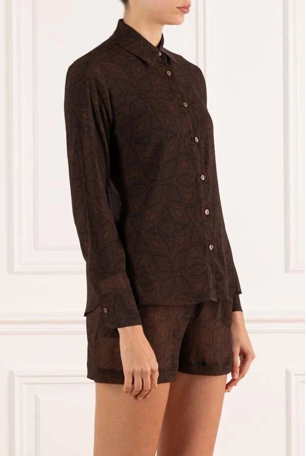 Alex Riviere женский прозрачный костюм с шортами коричневый 184846 - фото 3