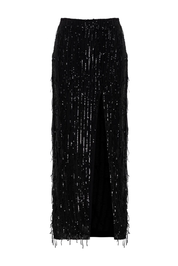 Alex Riviere woman black maxi skirt embroidered with sequins and fringe 184850 - photo 1