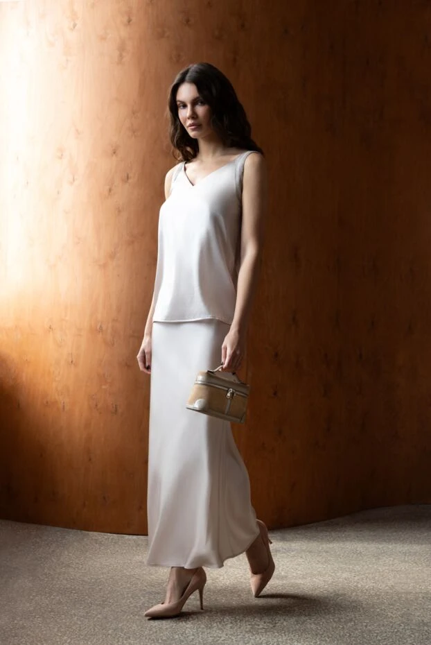 Women's silk suit with an off-the-shoulder skirt pink - photo 2