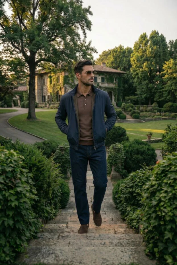 Loro Piana нейлоновая куртка мужская синяя с воротником стойкой 184916 - фото 2