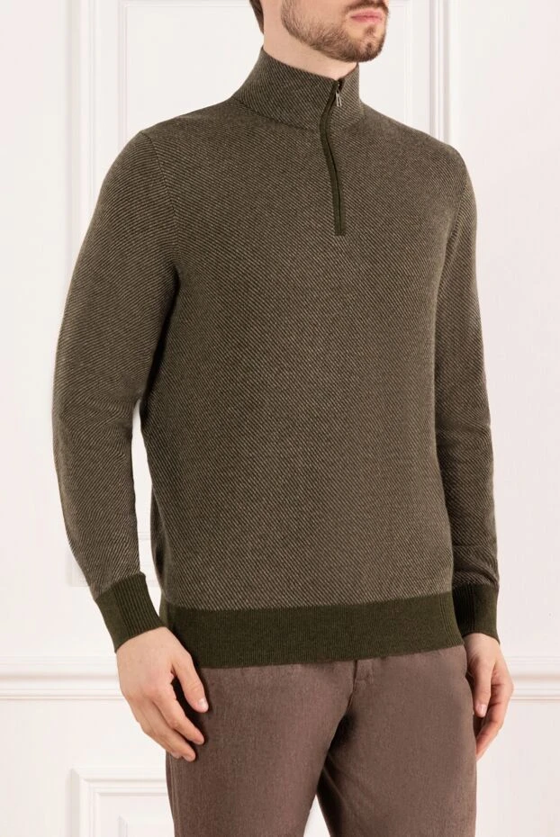 Loro Piana тройер кашемирден жасалған ерлер жасыл түсті найзағай 184920 - фото 3