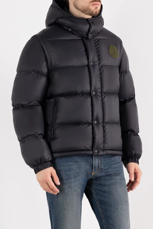 Moncler дутая куртка мужская черная с логотипом 184944 - фото 3