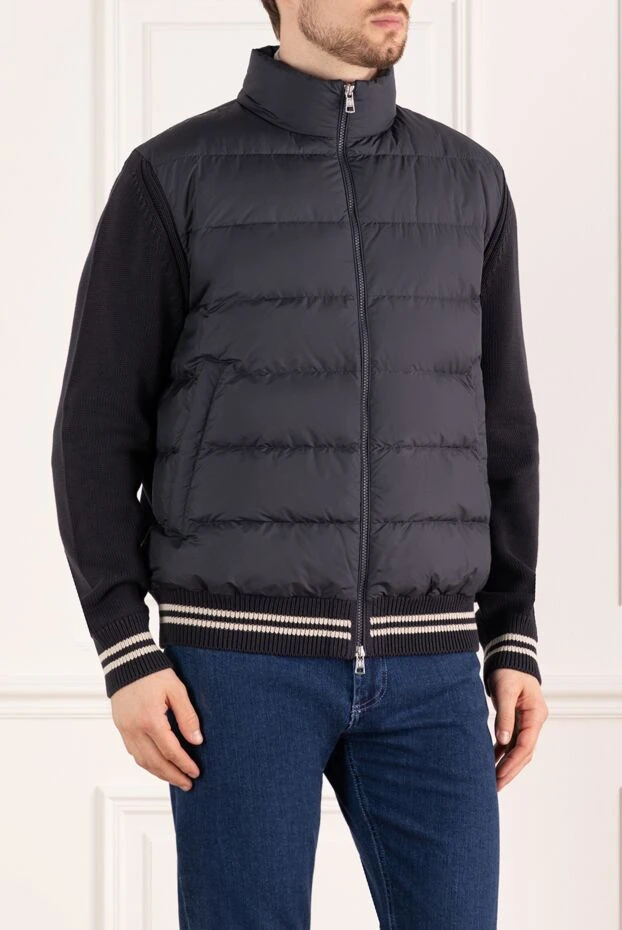 Moncler куртка бомбер мужская синяя 184945 - фото 3