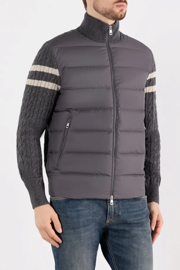 Moncler куртка мужская вязаная серая 184946 - фото 3