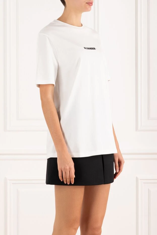 Jil Sander футболка белая женская из хлопка с логотипом 184959 - фото 3