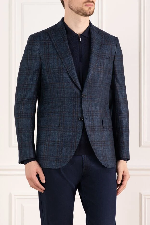 Sartoria Latorre men's single-breasted blue checkered jacket 184977 - photo 3