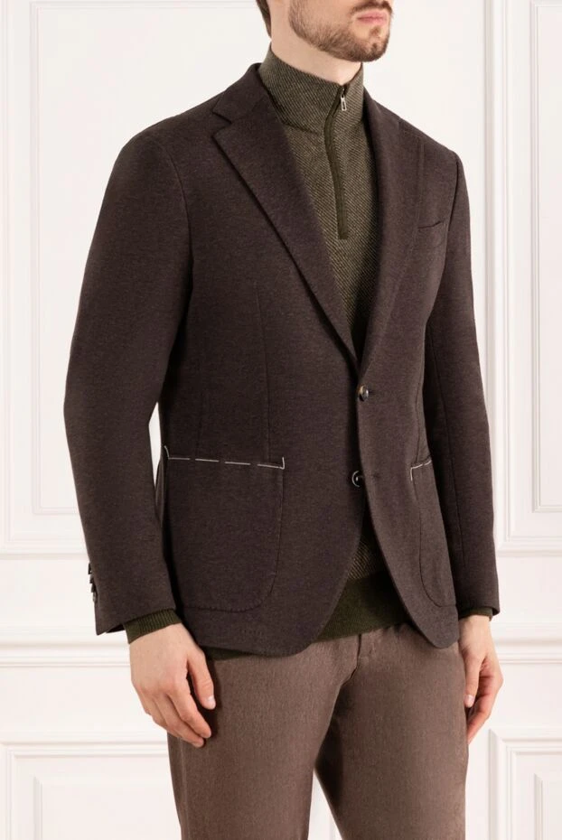 Sartoria Latorre пиджак из хлопка однобортный мужской коричневый 184979 - фото 3