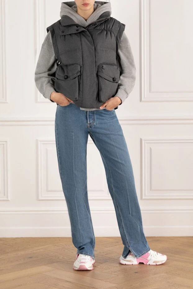 Gray women's vest with large pockets - photo 2