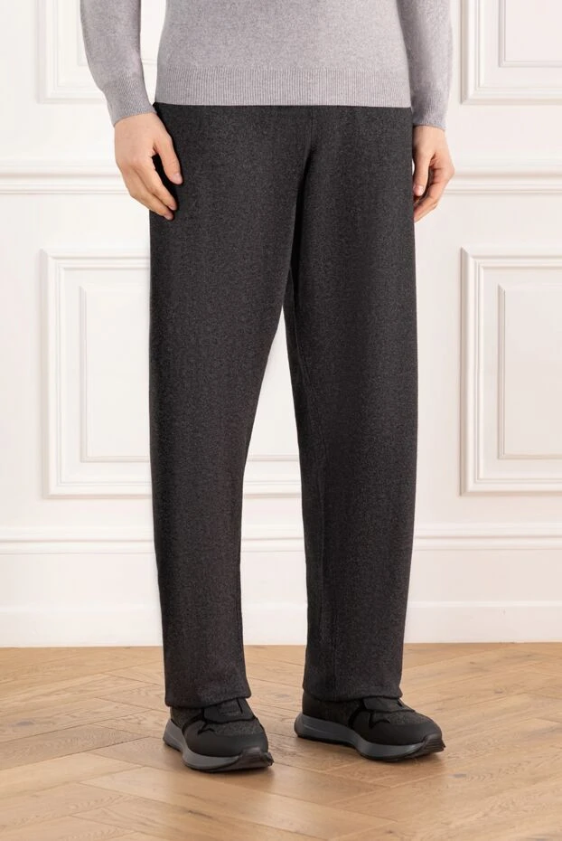 Cesare di Napoli ерлерге арналған манжеттер бар сұр қысқы шалбар 185031 - фото 3