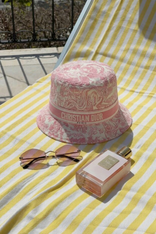 Dior панама розовая хлопковая женская с логотипом 185037 - фото 2