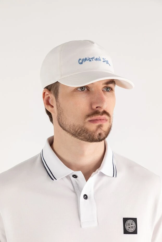 Men's white baseball cap with logo - photo 2