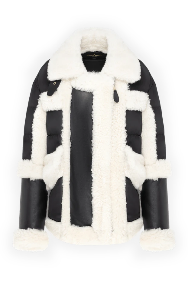 Қара былғарыдан, ақ үлбірден және тоқыма матадан тігілген әйелдер мамығы - фото 1