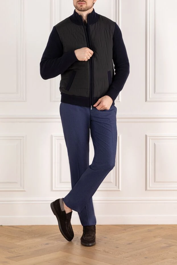 Barba Napoli куртка бомбер мужская шерстяная синяя 185107 - фото 2