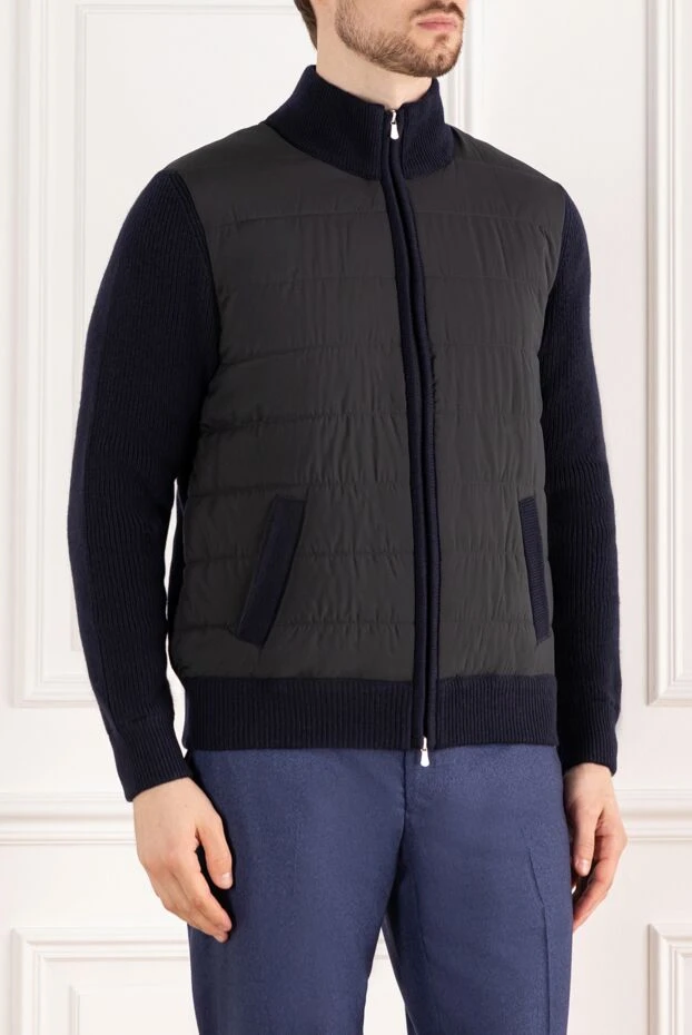 Barba Napoli куртка бомбер мужская шерстяная синяя 185107 - фото 3