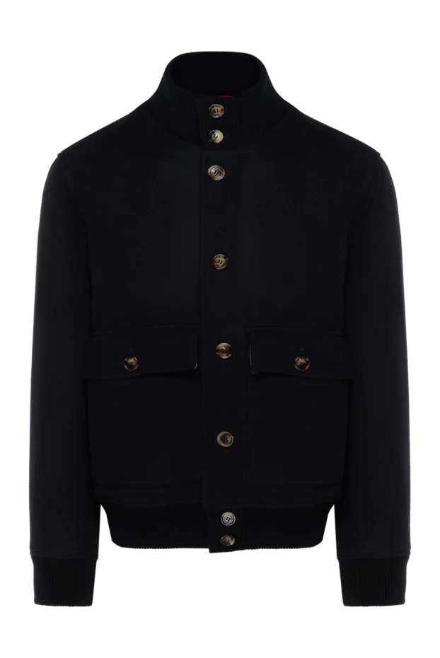 Қос қадалы жүн матадан тігілген бомбардир күртешесі көк түсті құндыз - фото 1