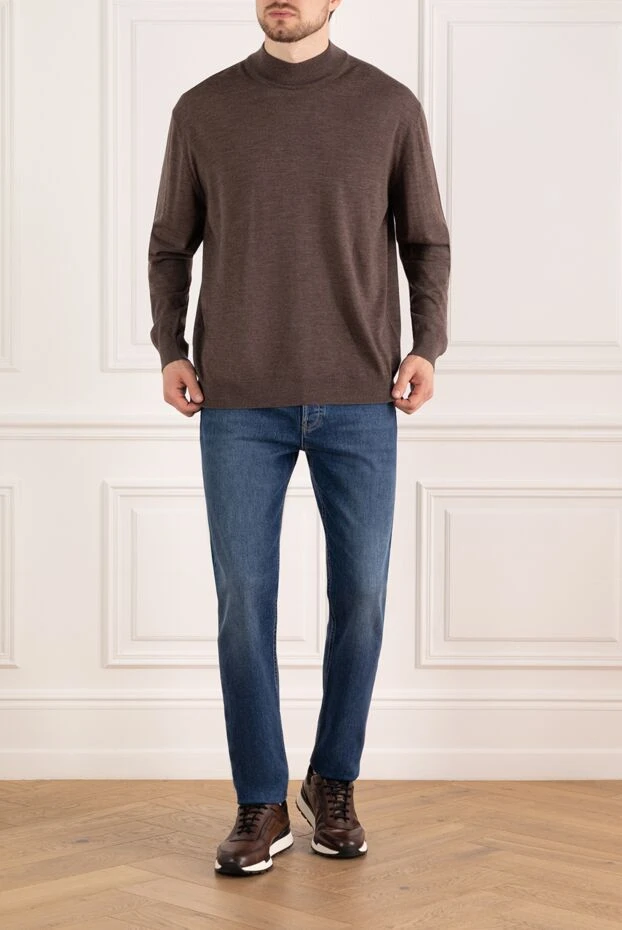 Brunello Cucinelli мужские джинсы синие с эффектом потертости 185114 - фото 2