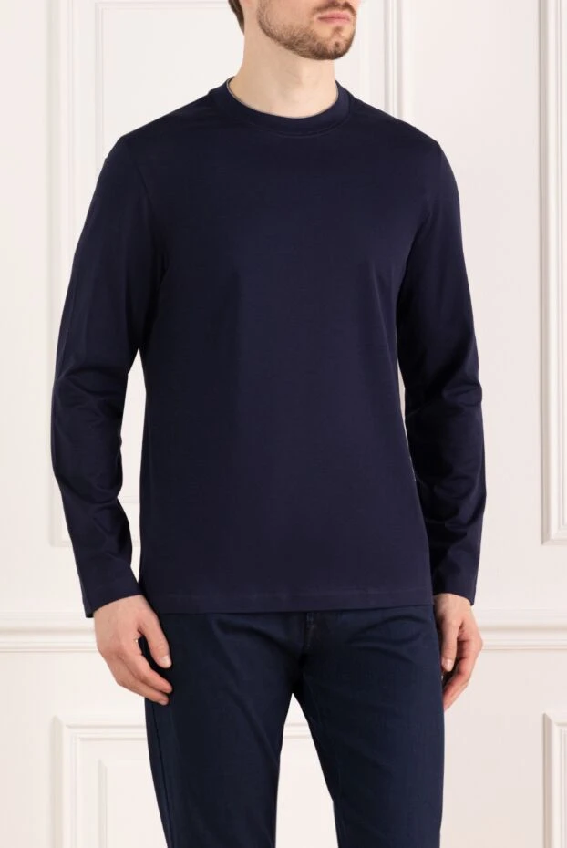 Brunello Cucinelli blue men's cotton sweatshirt 185118 - photo 3