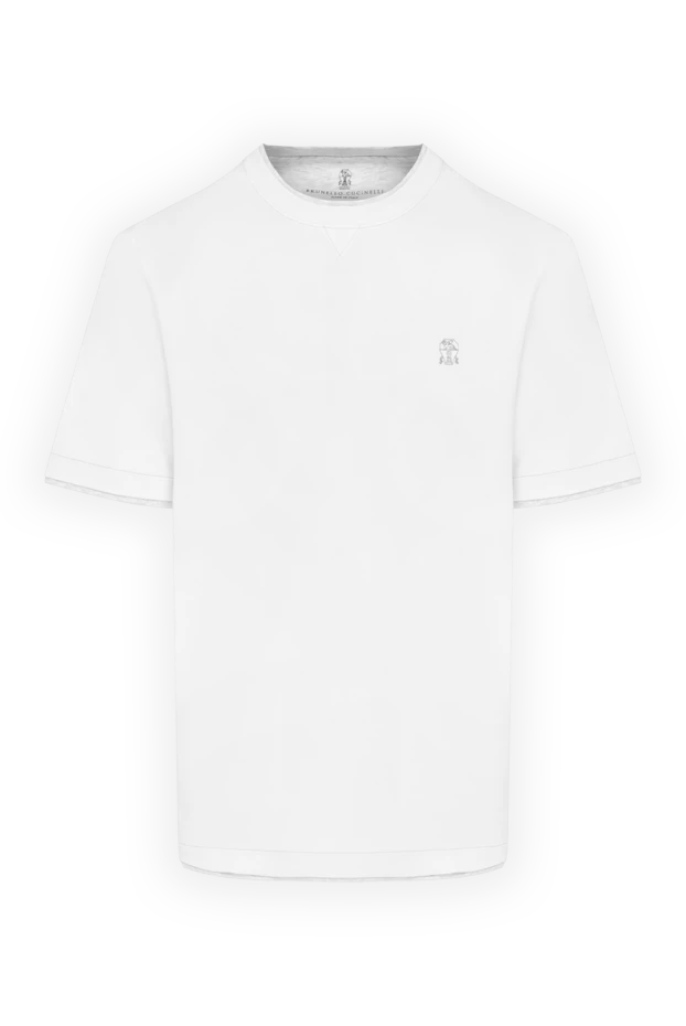 Белая базовая футболка прямого кроя с мелким логотипом - фото 1